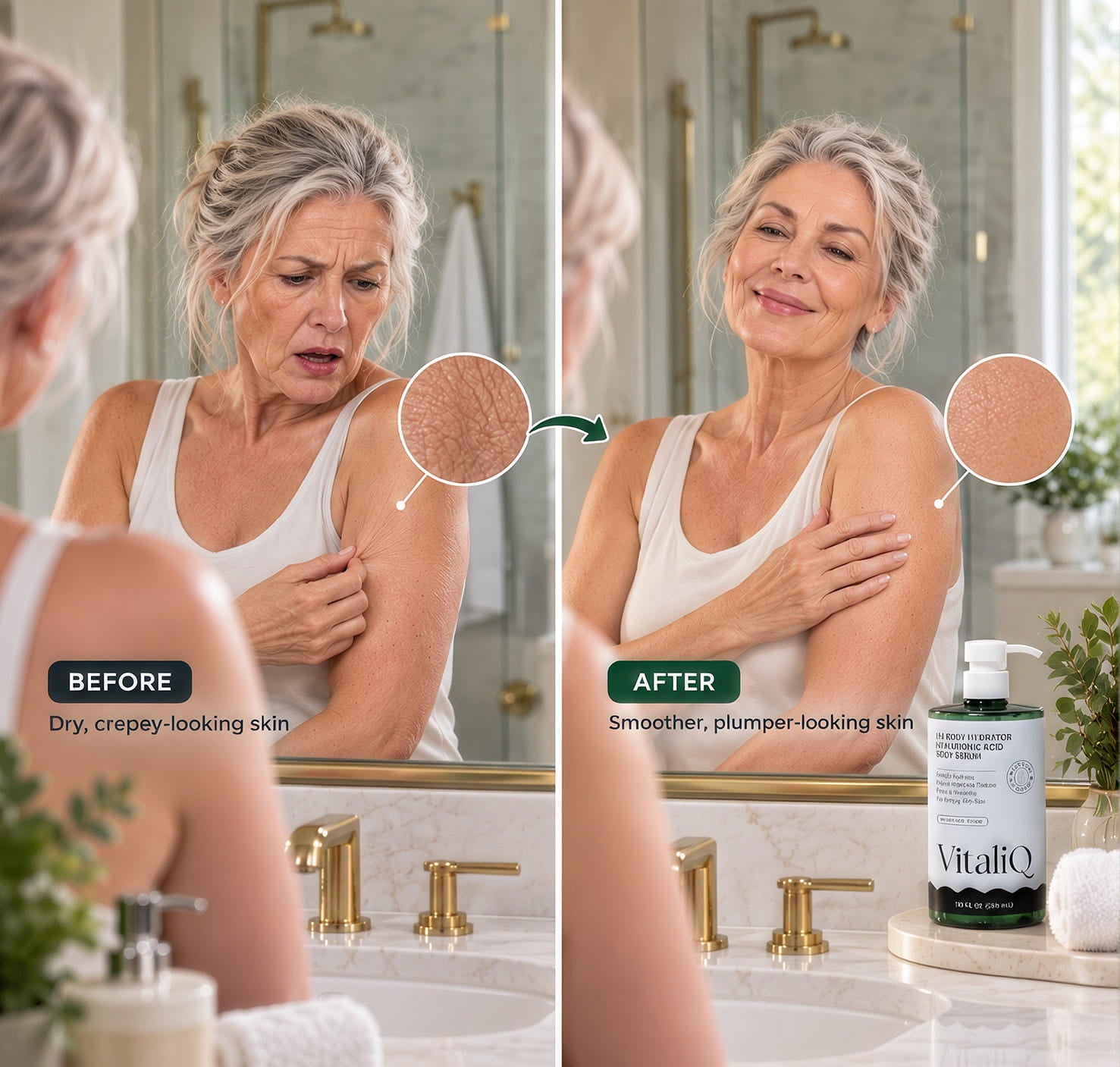 Woman using VitaliQ body skincare